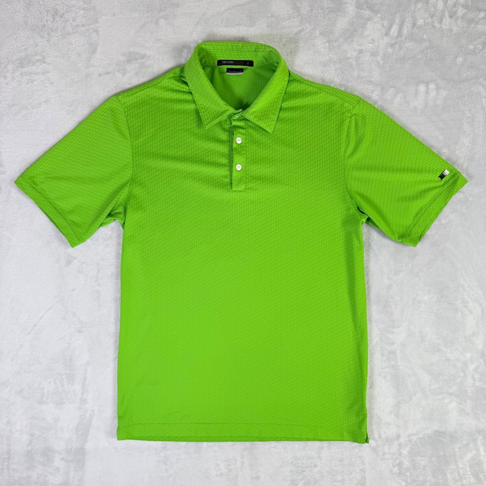 Tiger Woods Collection Polo Shirt Mens Small Green Dri-FIT Textured Golf Tee